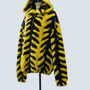MENS YELLOW & BLACK MINK W/DETACHABLE HOOD