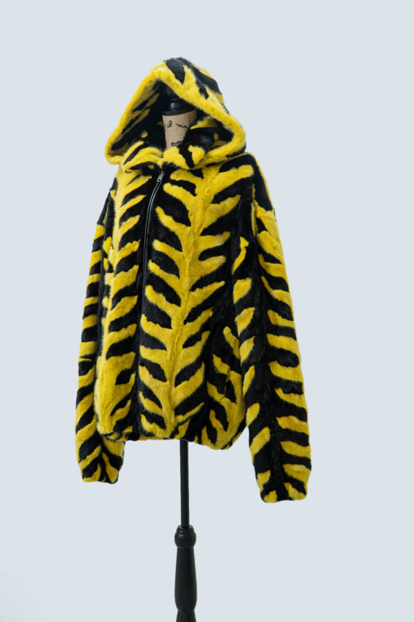MENS YELLOW & BLACK MINK W/DETACHABLE HOOD