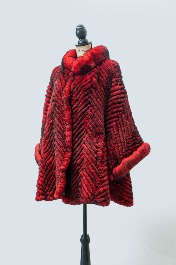 Red and Black Rex Cape with Fox