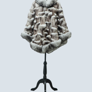 Women's Fox Poncho with Fur Trimming