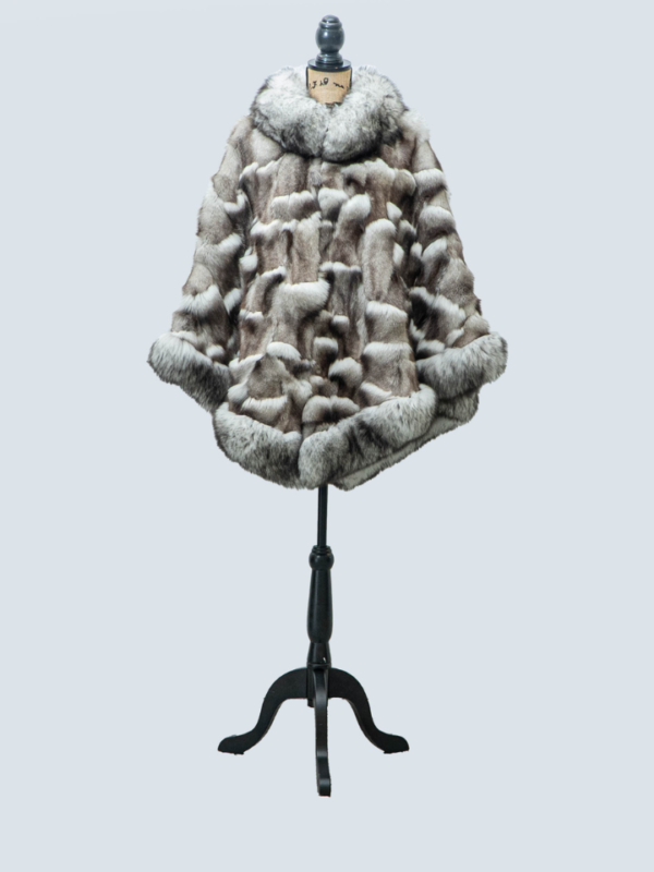 Women's Fox Poncho with Fur Trimming