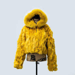 Women's Yellow Fox Bomber w/ Hood