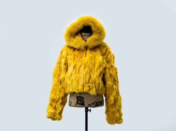 Women's Yellow Fox Bomber w/ Hood